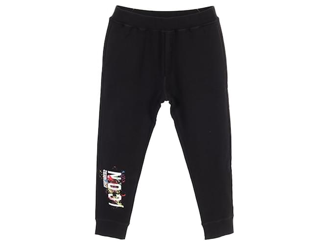 Pantaloni in cotone V-Icon di Dsquared2 Nero