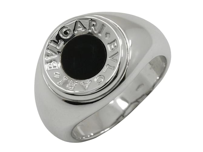 Bulgari Anello a fascia in oro bianco 18K e onice Bvlgari