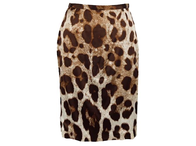 Gonna a stampa leopardata Dolce & Gabbana - anni '10 Marrone