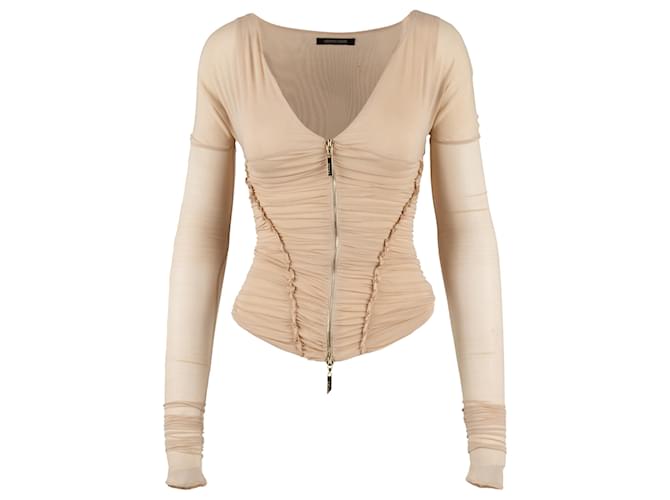 Top arricciato Roberto Cavalli - anni 2000 Marrone Beige
