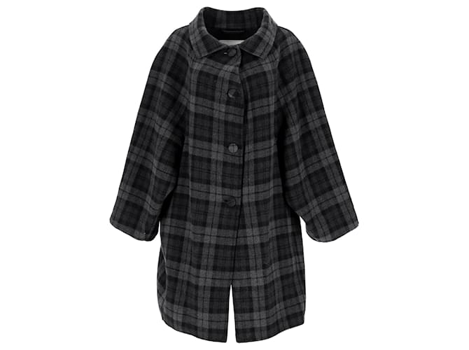 Cappotto in flanella a quadri Balenciaga in lana grigia Grigio