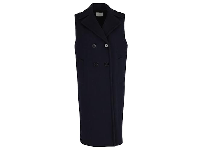 Cappotto senza maniche doppiopetto Sandro Paris in lana blu navy
