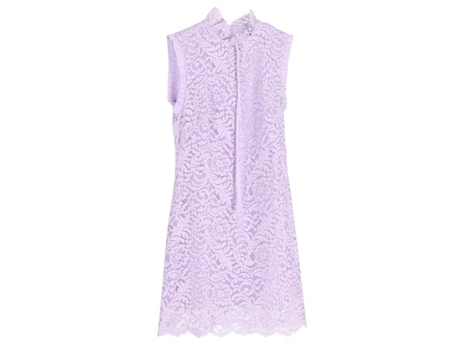 Abito in pizzo con dettaglio in nastro Mini Golda di Sandro Paris in cotone viola Porpora