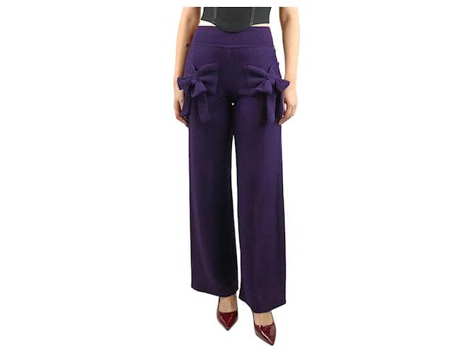 Sonia Rykiel Pantaloni in maglia con dettaglio fiocco viola - taglia UK 8 Porpora
