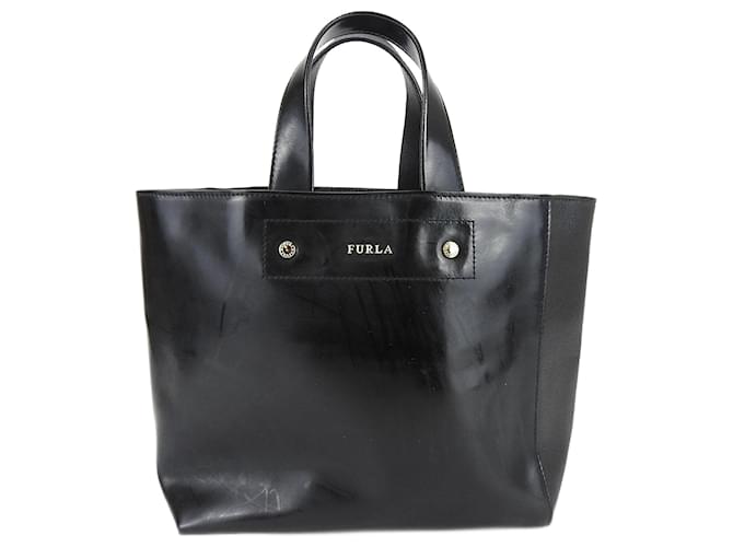 Borsa in pelle smaltata Furla nera Nero