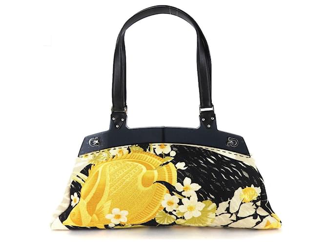 Borsa tote in tela e pelle Salvatore Ferragamo Nero