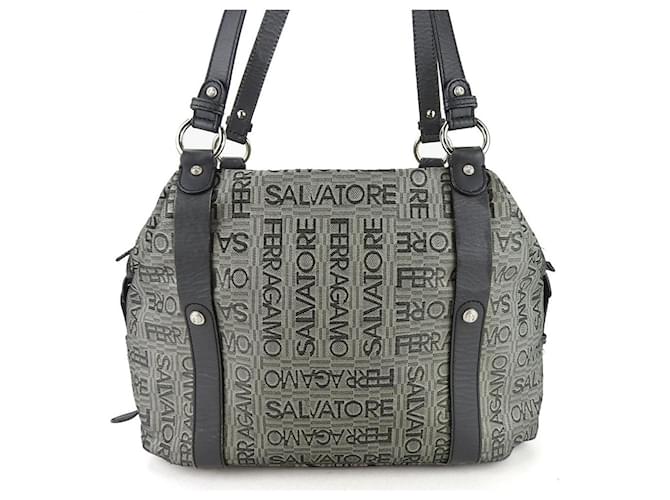 Borsa tote in tela e pelle Salvatore Ferragamo Grigio