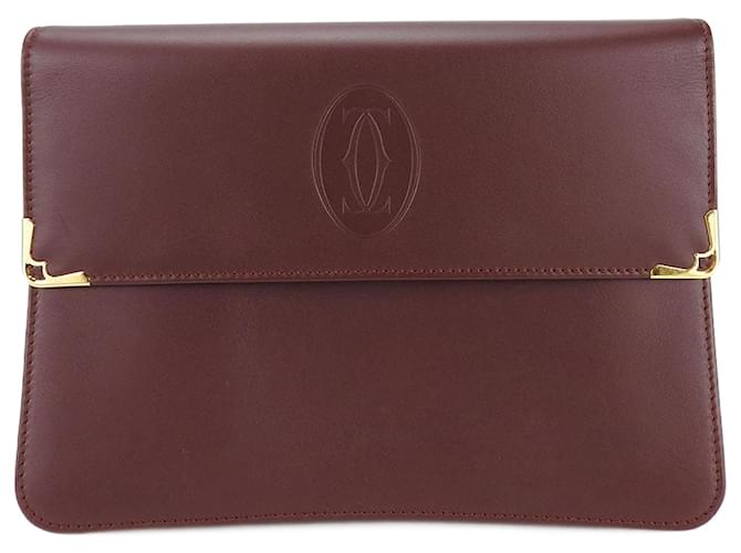 Borsa clutch in pelle bordeaux della linea Must di Cartier Marrone