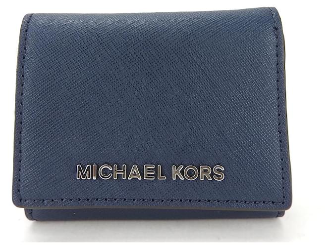 Portafoglio in pelle pieghevole Michael Kors blu navy