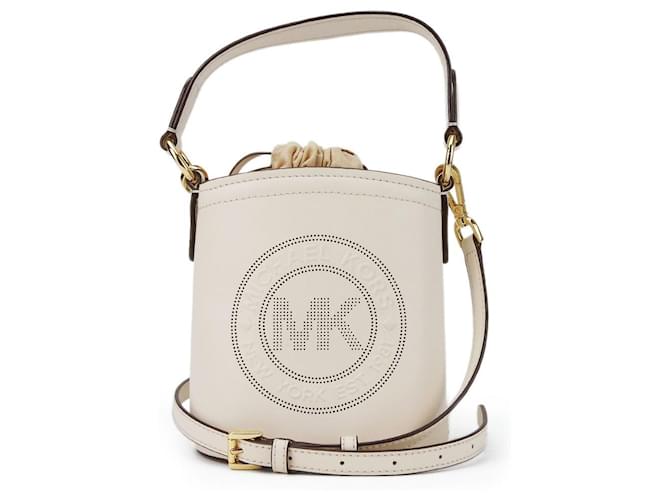 Borsa a secchiello 2 in 1 in pelle e tela Michael Kors Beige