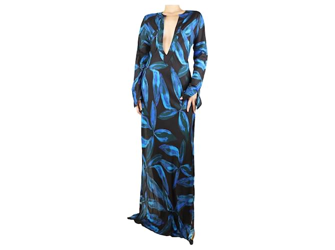 Autre Marque Abito maxi stampato floreale nero e blu - taglia M