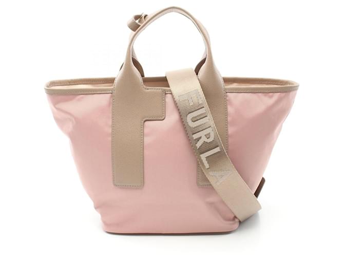 Borsa tote in pelle nylon canvas Furla Piuma M Rosa