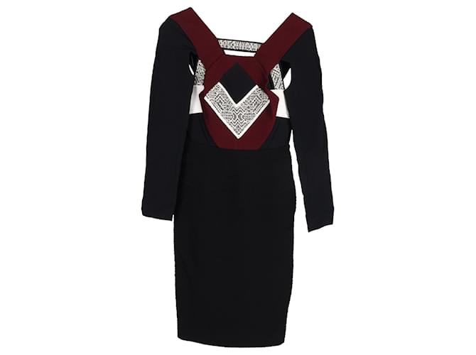 Abito al ginocchio in poliestere nero di Roland Mouret 2015