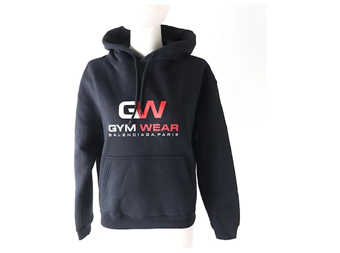 Felpa cropped con logo Balenciaga, Nera, S Nero