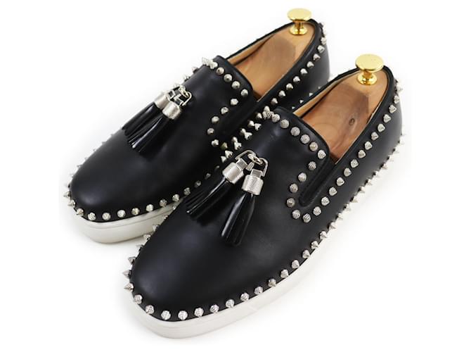 Mocassini in pelle con nappine neri Christian Louboutin 41 Nero