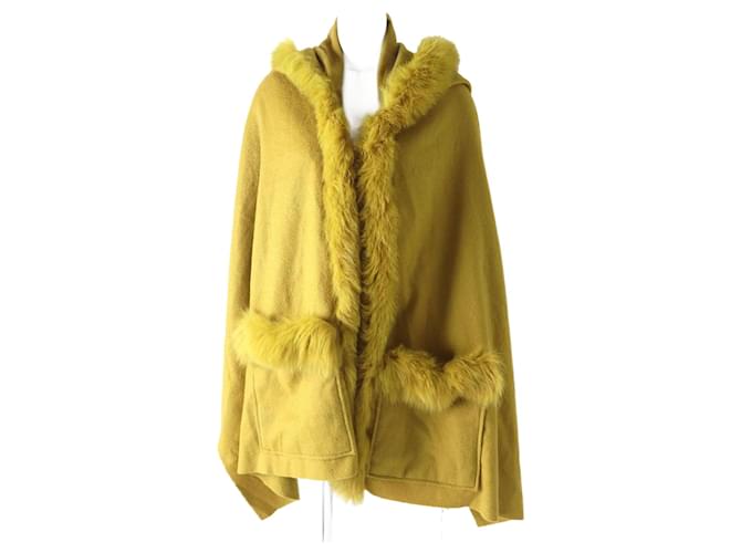 Autre Marque Stola in cashmere e pelliccia di volpe Grace Continental Giallo