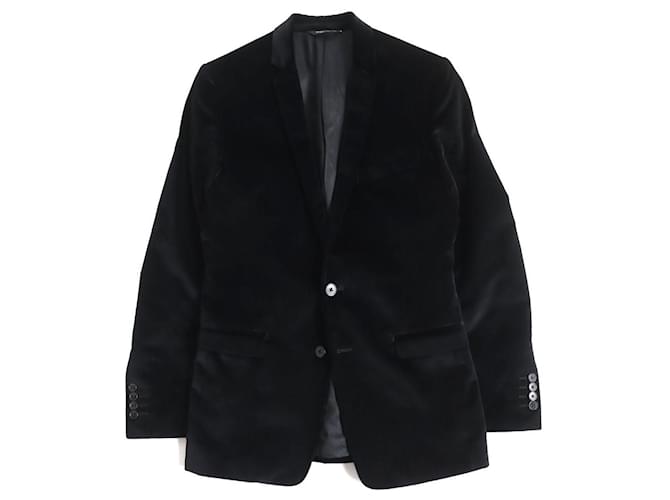 Giacca singola in velluto Dolce & Gabbana nera da uomo Nero