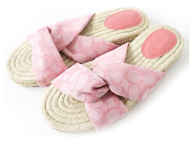 Sandali piatti in juta espadrille COACH Rosa 5.5