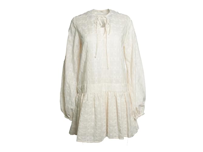Autre Marque Abito ecru ricamato con volant Matin