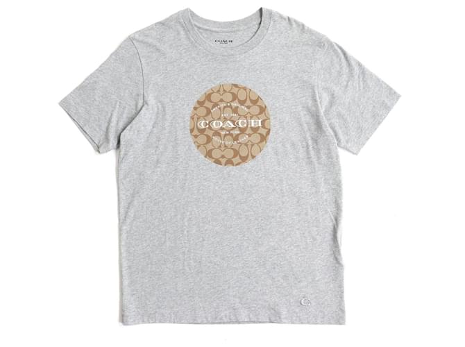 T-shirt da uomo grigio con logo firmato COACH F33780 S Marrone