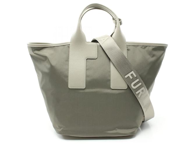 Borsa tote in nylon e pelle Furla Piuma L Verde