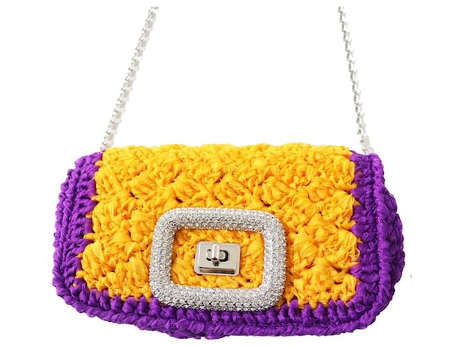 Borsa a spalla VivShock Mini Chain di Roger Vivier Porpora