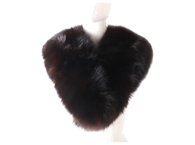 Autre Marque Stola in pelliccia di volpe marrone scuro