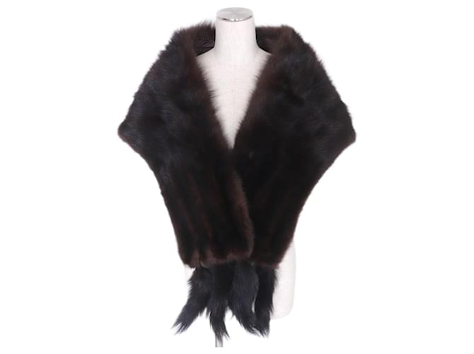 Autre Marque Stola in pelliccia di zibellino grande autentica marrone scuro