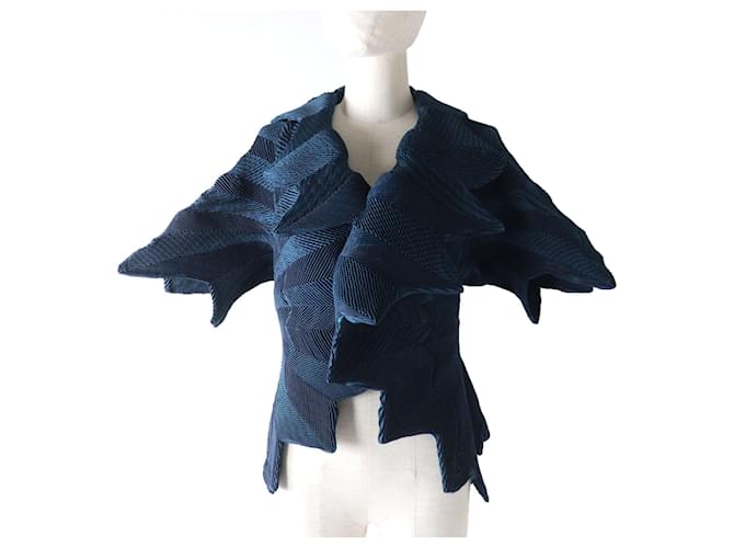 Giacca in nylon stretch 3D Steam di Issey Miyake Blu