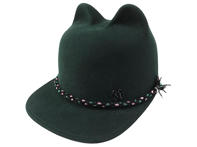 Autre Marque Cappello Jamie Maison Michel in feltro di visone Verde scuro