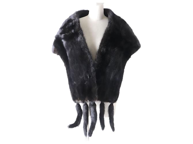 Autre Marque Stola in pelliccia di visone grande nera Nero