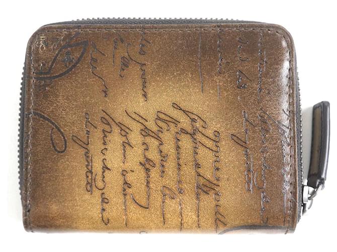 Portacarte in pelle calligrafica Berluti / Portamonete / Portafoglio Marrone