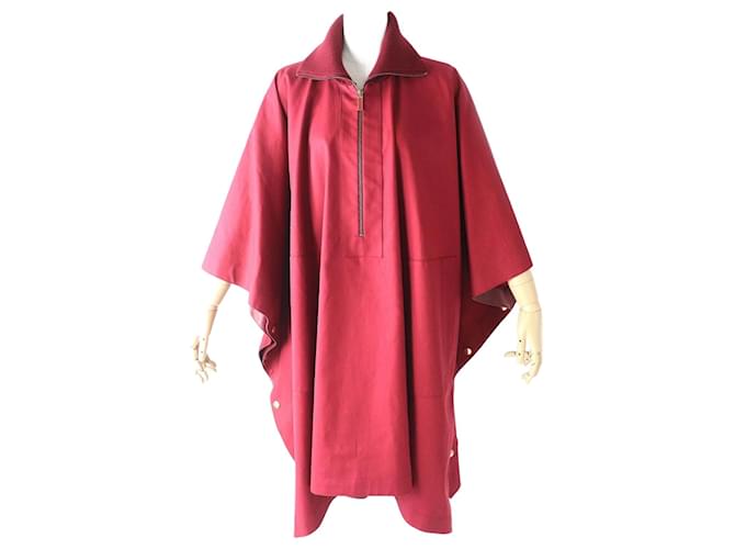 Poncho in cashmere e pelle Salvatore Ferragamo Rosso