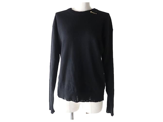 Top in cashmere lavorato a maglia Versace A86874 Nero