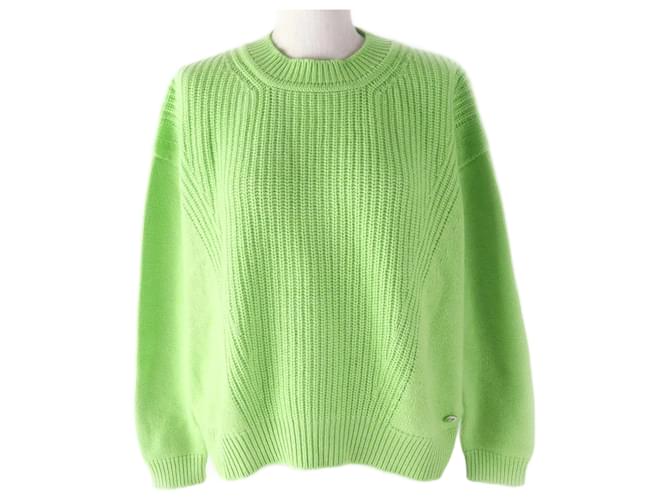 Versace Maglione in maglia con logo metallico in cashmere e cotone di Hermes Verde