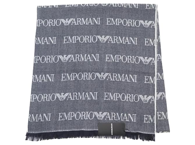 Sciarpa in lana poliestere con logo Emporio Armani grigia Marrone