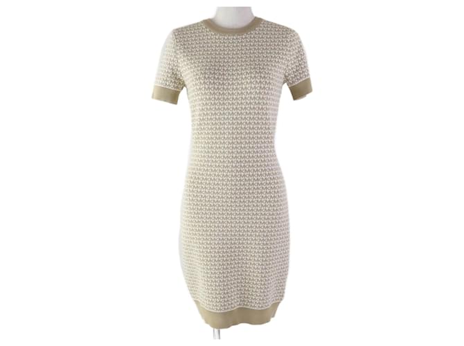 Abito in maglia a maniche corte Monogram Michael Kors XS Beige