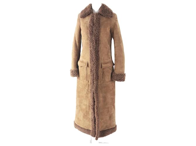 Yves Saint Laurent Cappotto Mouton Saint Laurent Marrone 36 Donna