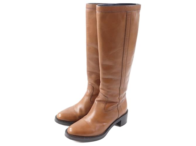 Céline Stivali in pelle Celine al ginocchio marroni 35 Marrone