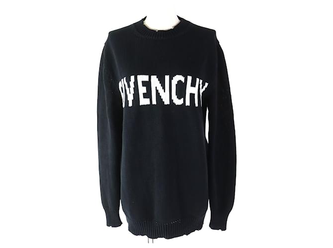 Givenchy maglione in cotone con logo a maniche lunghe nero S