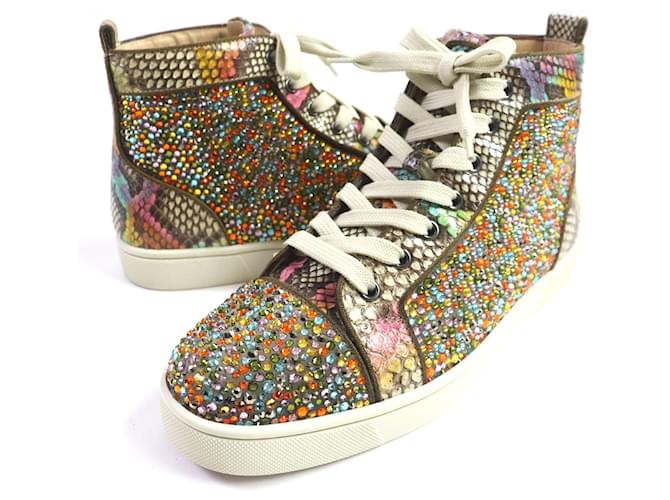 Sneakers in pelle di pitone Swarovski Christian Louboutin Multicolore