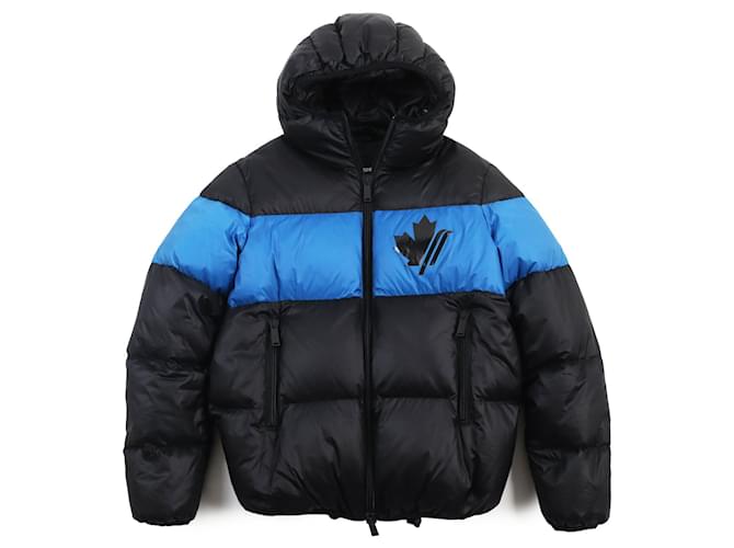 Giacca in nylon con cappuccio imbottita DSQUARED2 nera e blu