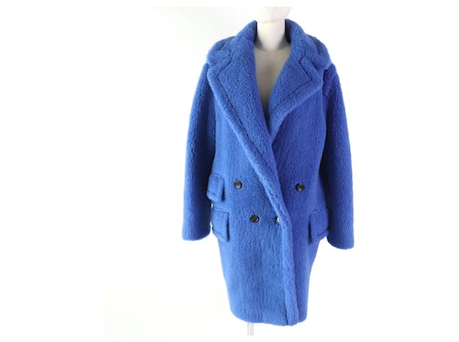 Cappotto A-Line in Alpaca Teddy Max Mara per donne Blu