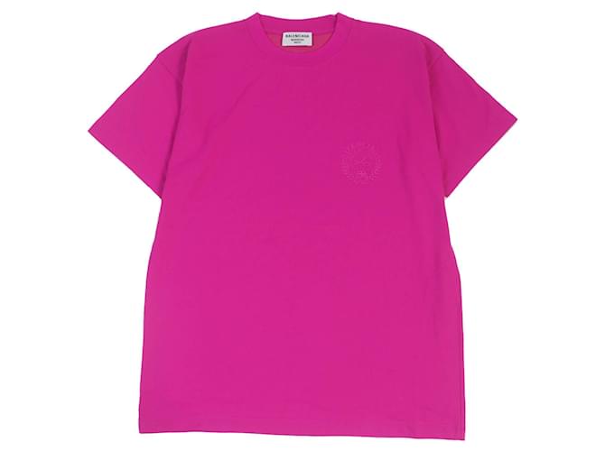 T-shirt girocollo logo Balenciaga rosa S
