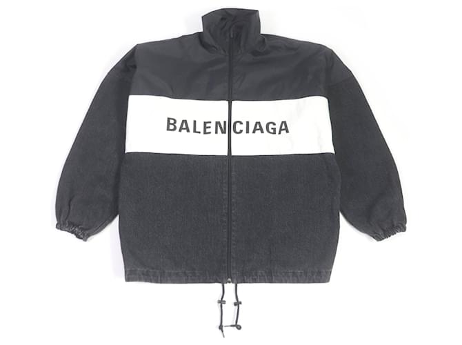 Camicia in popeline oversize con stampa logo Balenciaga Nero