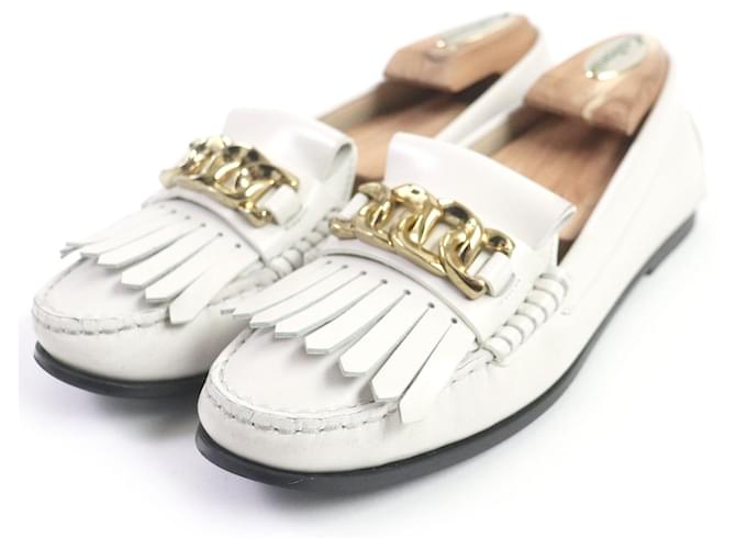 Autre Marque Mocassini trapuntati in metallo dorato TOD'S Gommini 36 Bianco sporco