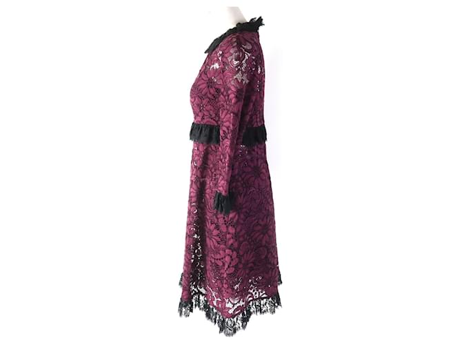 Abito in pizzo floreale a maniche 3/4 Dolce & Gabbana Bordò