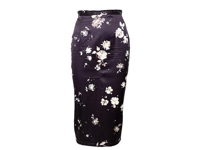 Gonna stampata con fiori Roberto Cavalli Nero