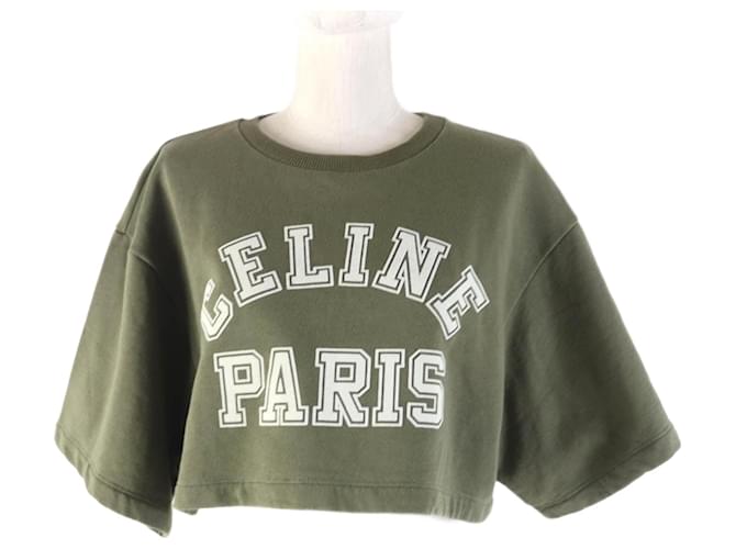Céline T-shirt cropped oversize in cotone CELINE XS Cachi