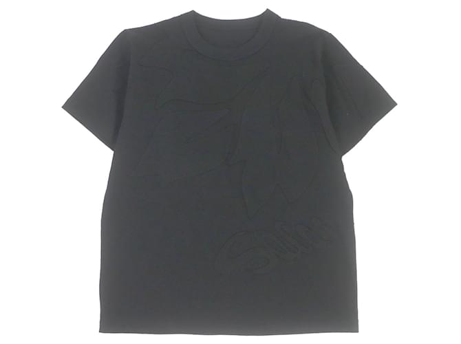 Autre Marque T-shirt in cotone nero con ricamo floreale Sacai